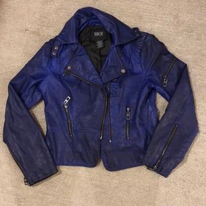 BKE blue faux leather jacket size Large